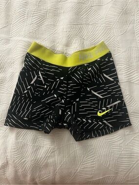 Nike Pro Dri Fit Training Shorts with Neon Yellow Waistband